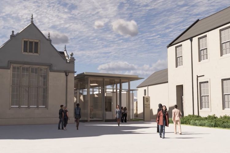 An artist's impression of the entrance to 'New College'